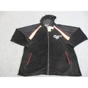 Vintage Akademiks Hoodie Jacket Mens 2XL Black Velour Full Zip Embroidered Logo